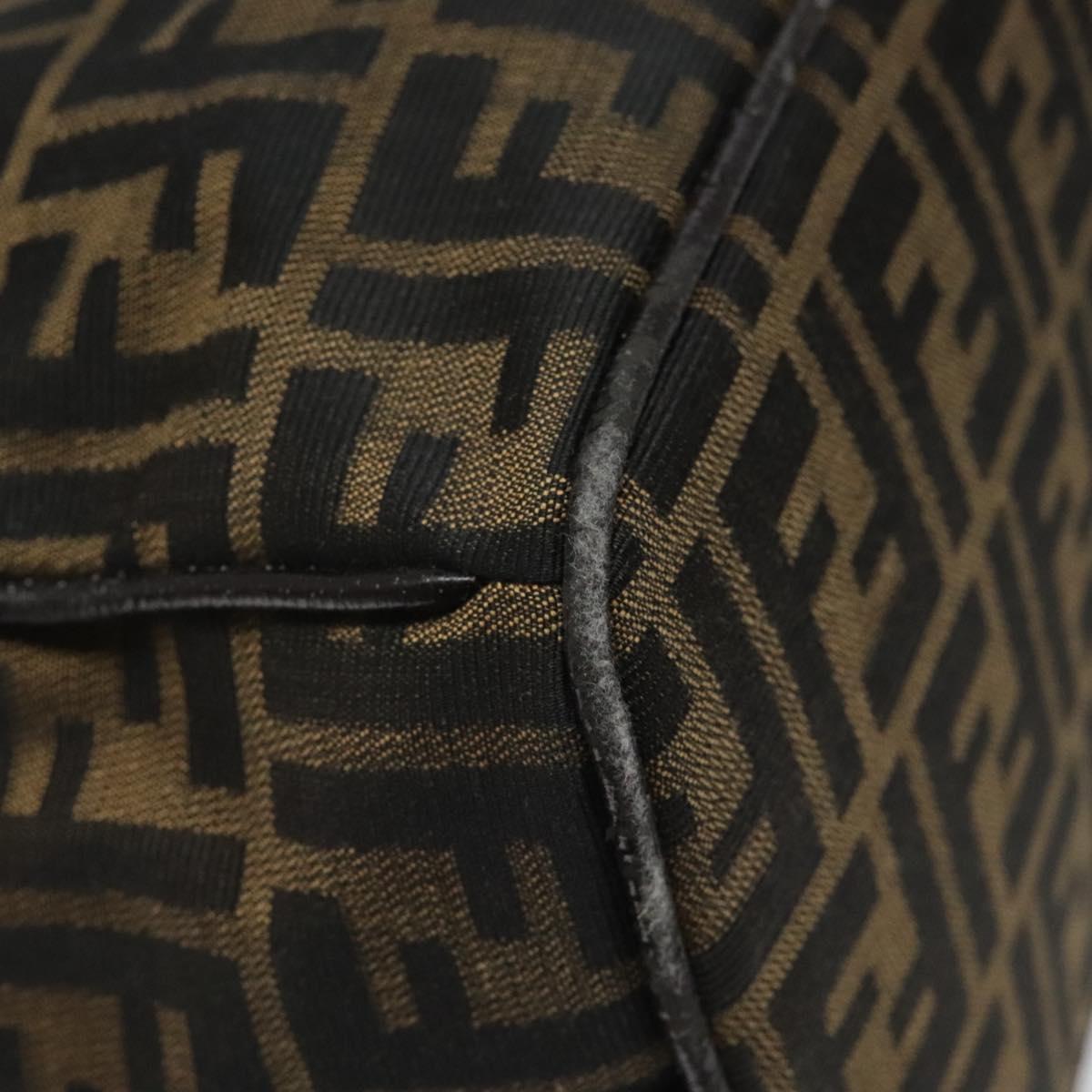 FENDI Zucca Canvas Hand Bag Brown Black 113568
