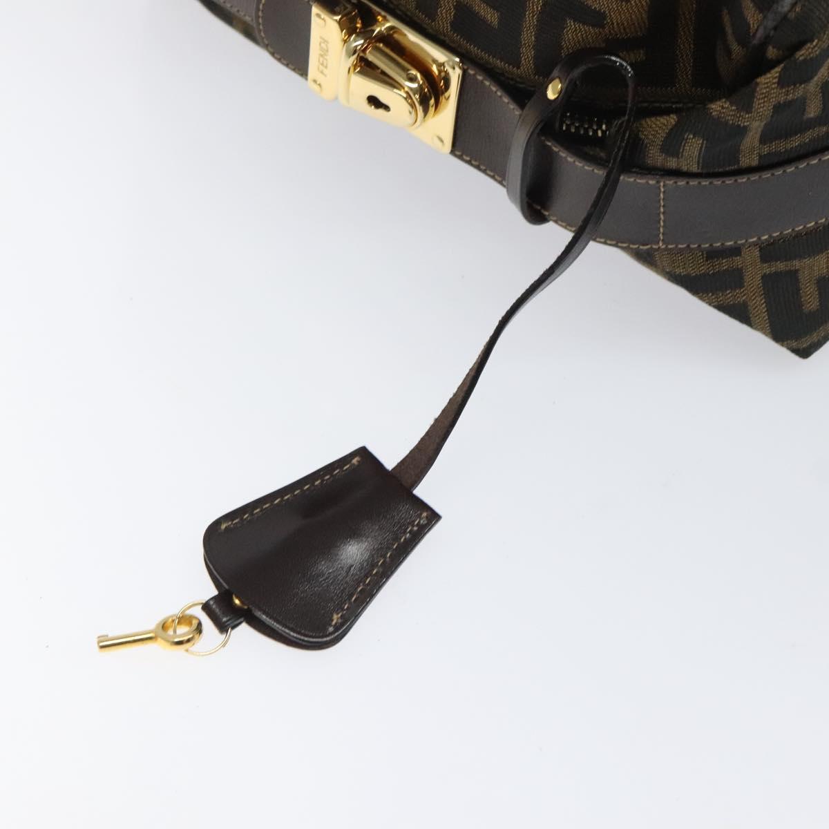 FENDI Zucca Canvas Hand Bag Brown Black 113568