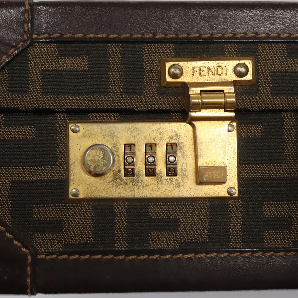 FENDI Attache case Zucca Canvas Trunk Black Brown 113581