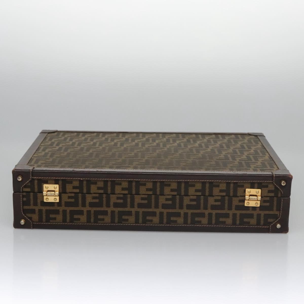 FENDI Attache case Zucca Canvas Trunk Black Brown 113581