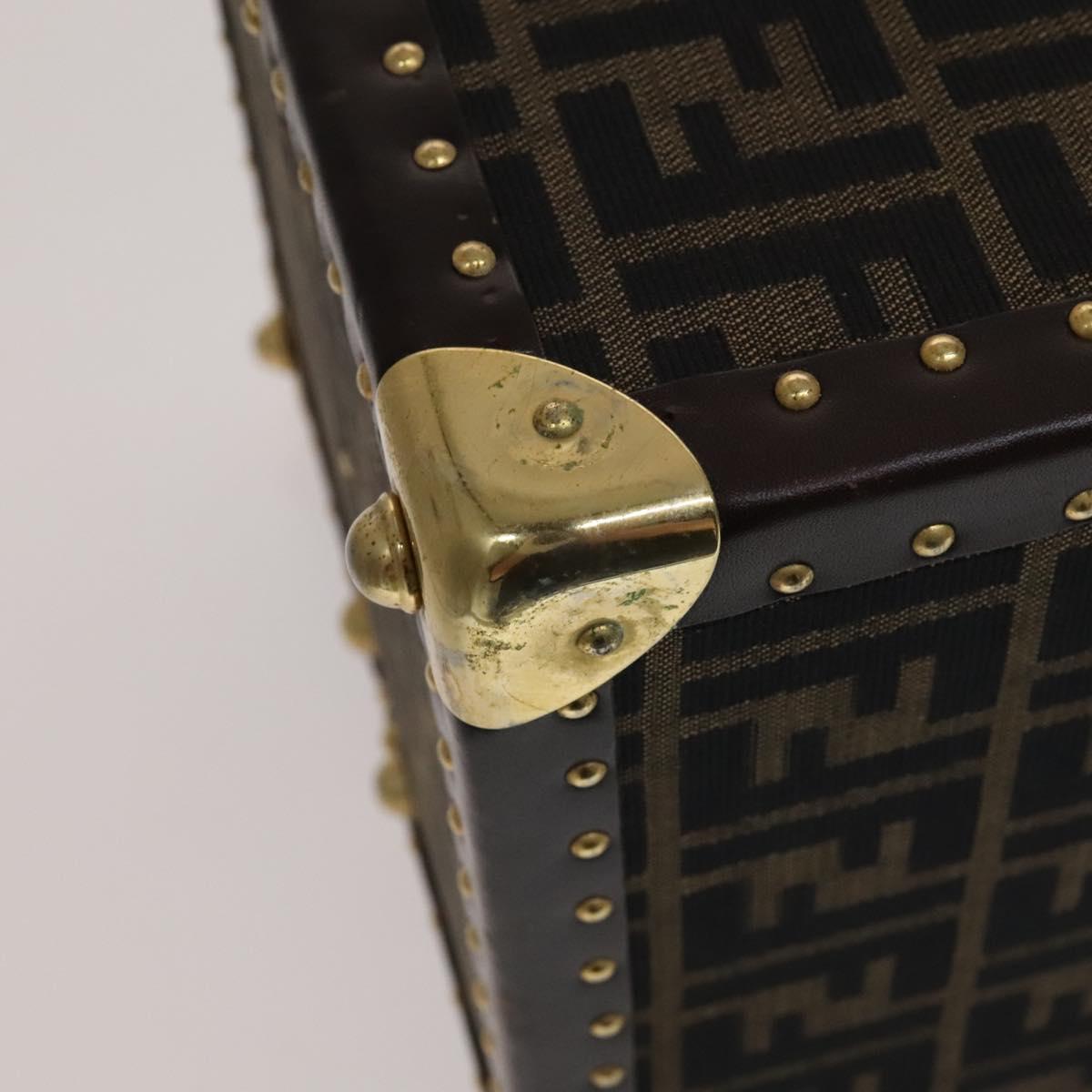 FENDI Zucca Canvas Trunk Jewelry Case Jewelry Box Black Brown 113789S