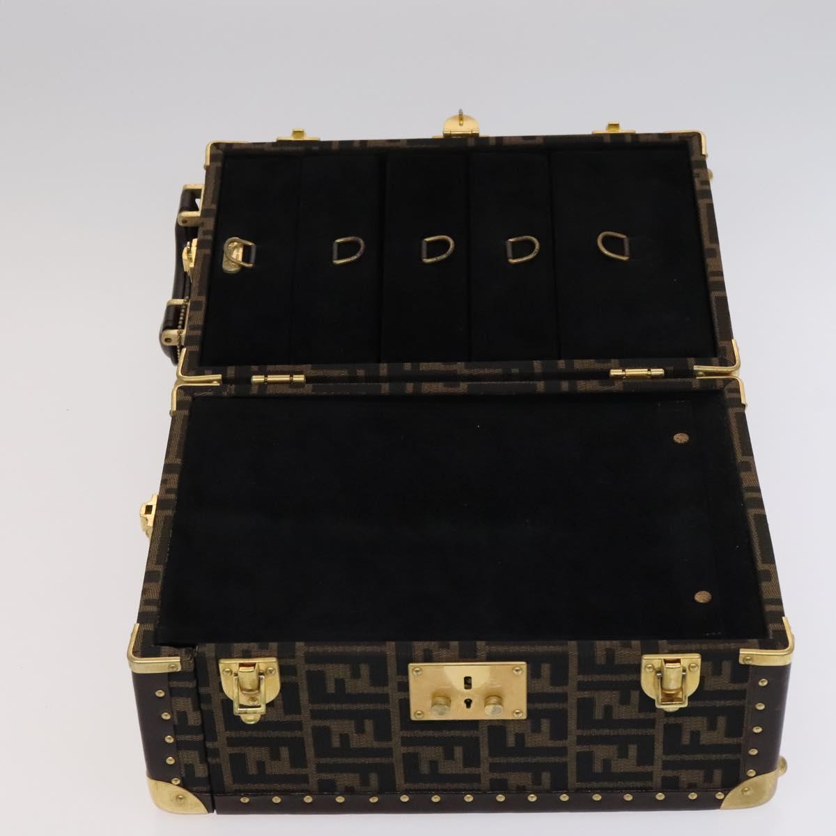 FENDI Zucca Canvas Trunk Jewelry Case Jewelry Box Black Brown 113789S
