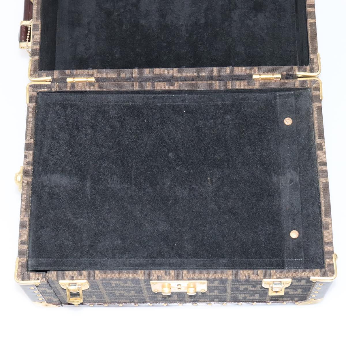 FENDI Zucca Canvas Trunk Jewelry Case Jewelry Box Black Brown 113789S