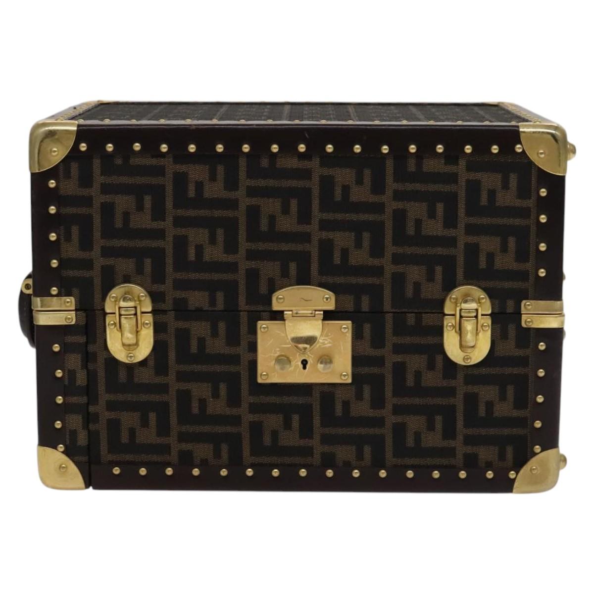 FENDI Zucca Canvas Trunk Jewelry Case Jewelry Box Black Brown 113789S