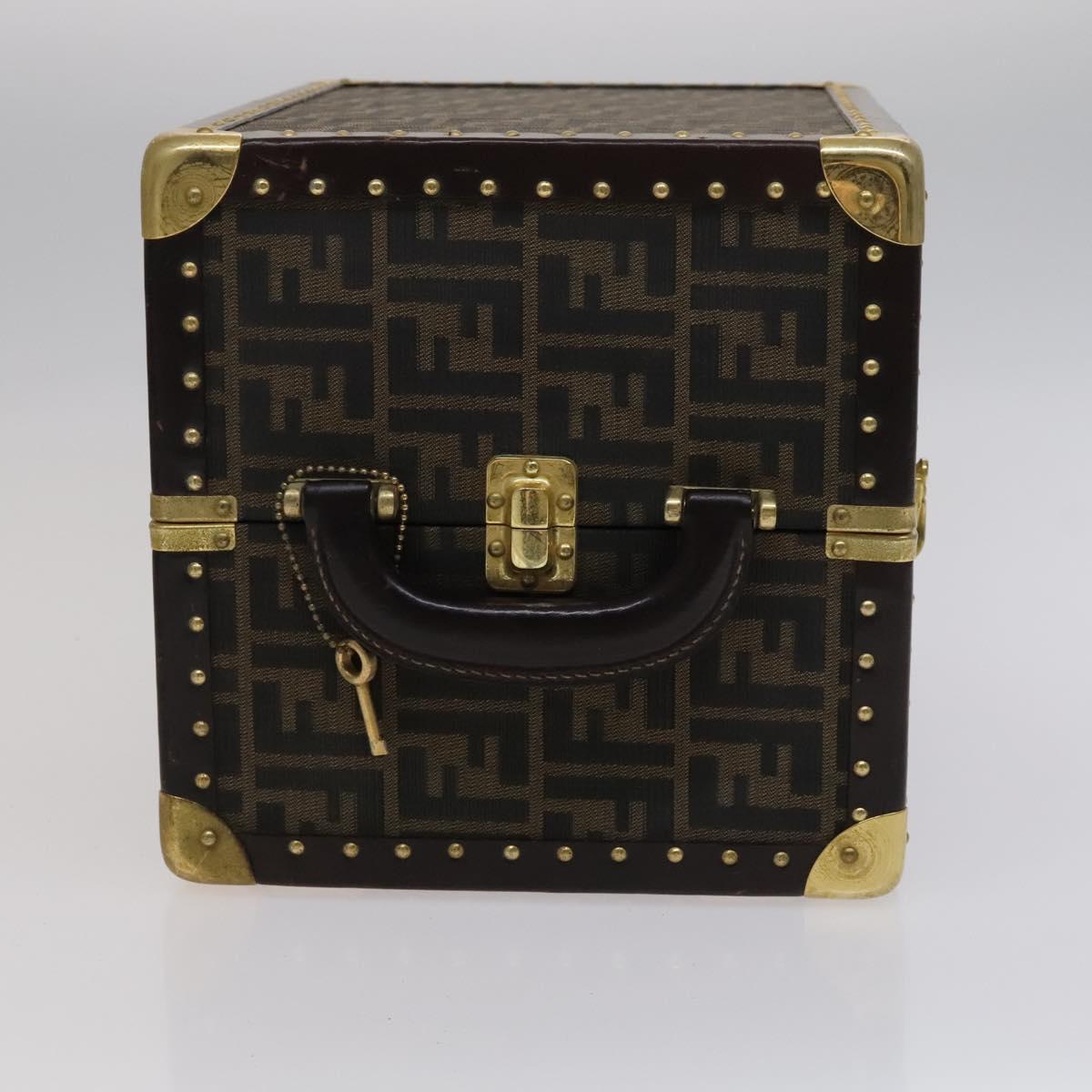 FENDI Zucca Canvas Trunk Jewelry Case Jewelry Box Black Brown 113789S