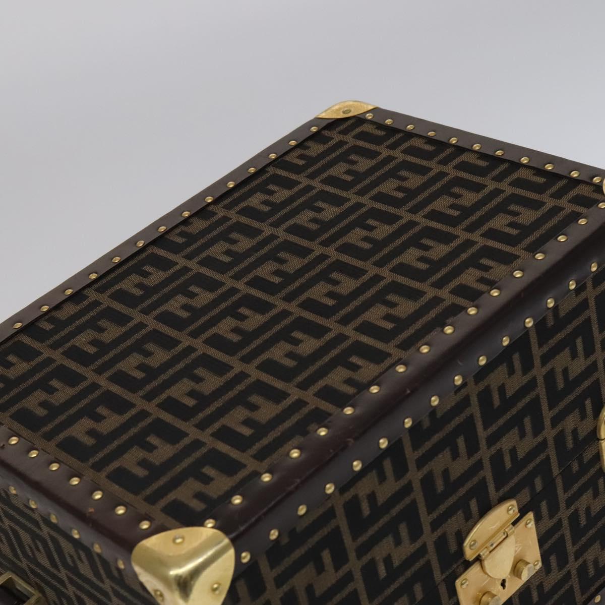 FENDI Zucca Canvas Trunk Jewelry Case Jewelry Box Black Brown 113789S