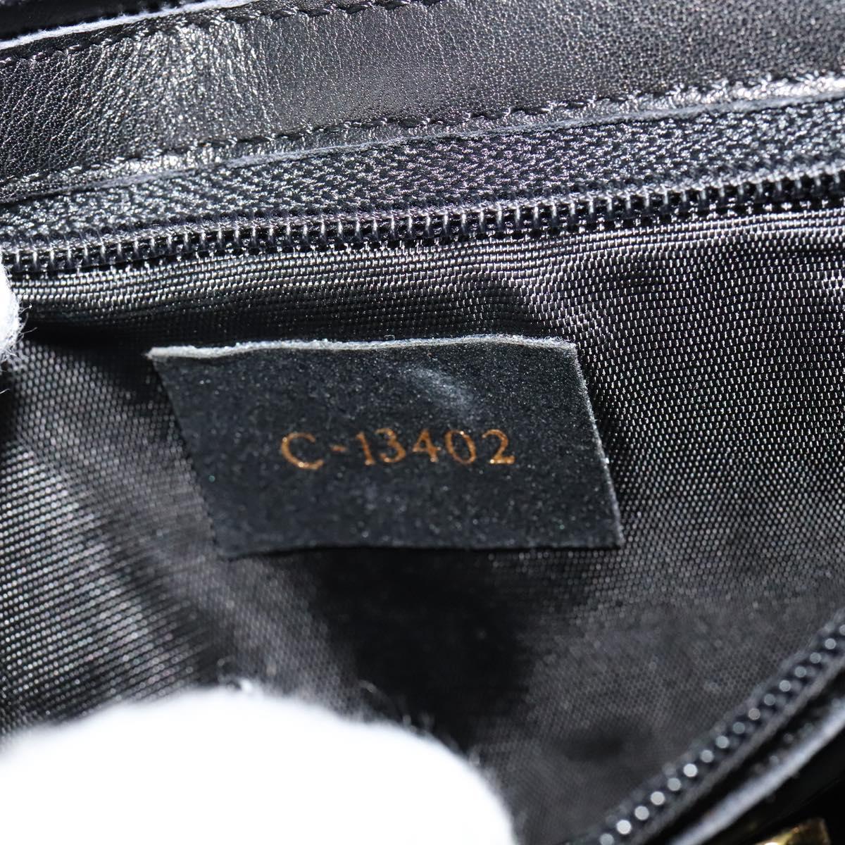 FENDI Hand Bag Leather Metal Black Gold 114362