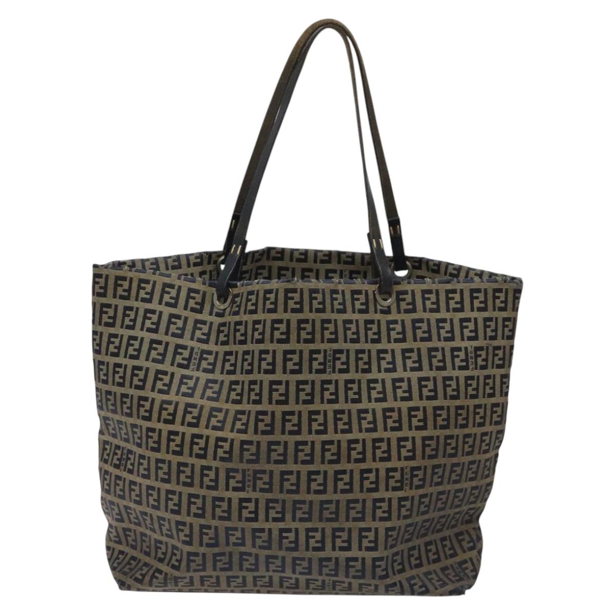 FENDI Zucchino Canvas Tote Bag Navy 114388