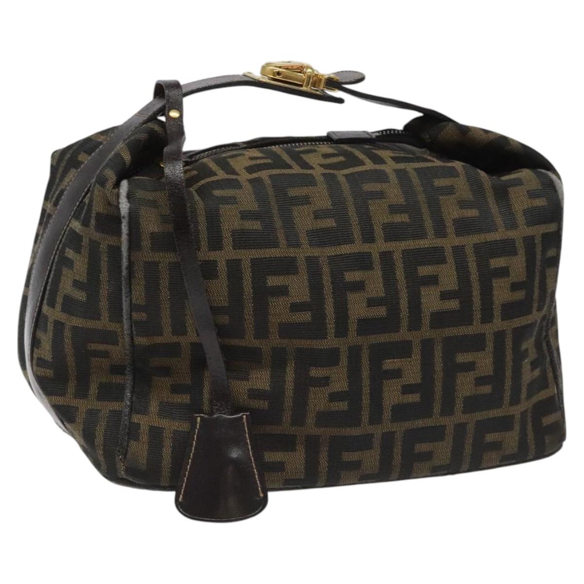 FENDI Zucca Canvas Vanity Pouch Brown Black 114452
