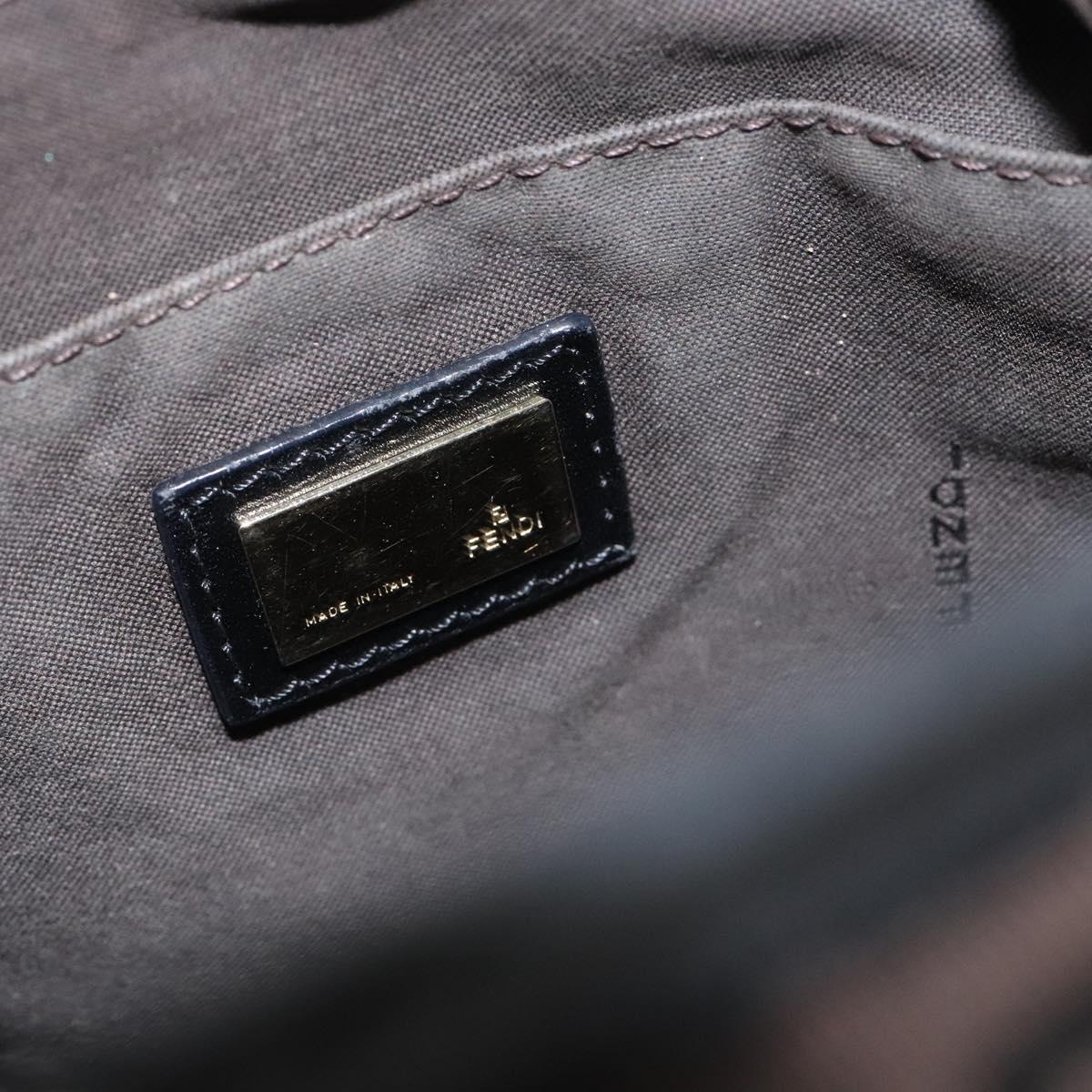 FENDI Zucchino Canvas Shoulder Bag Black 114485