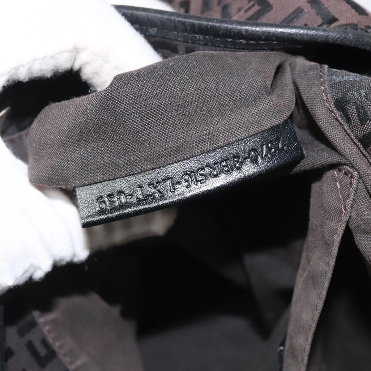 FENDI Zucchino Canvas Shoulder Bag Black 114485