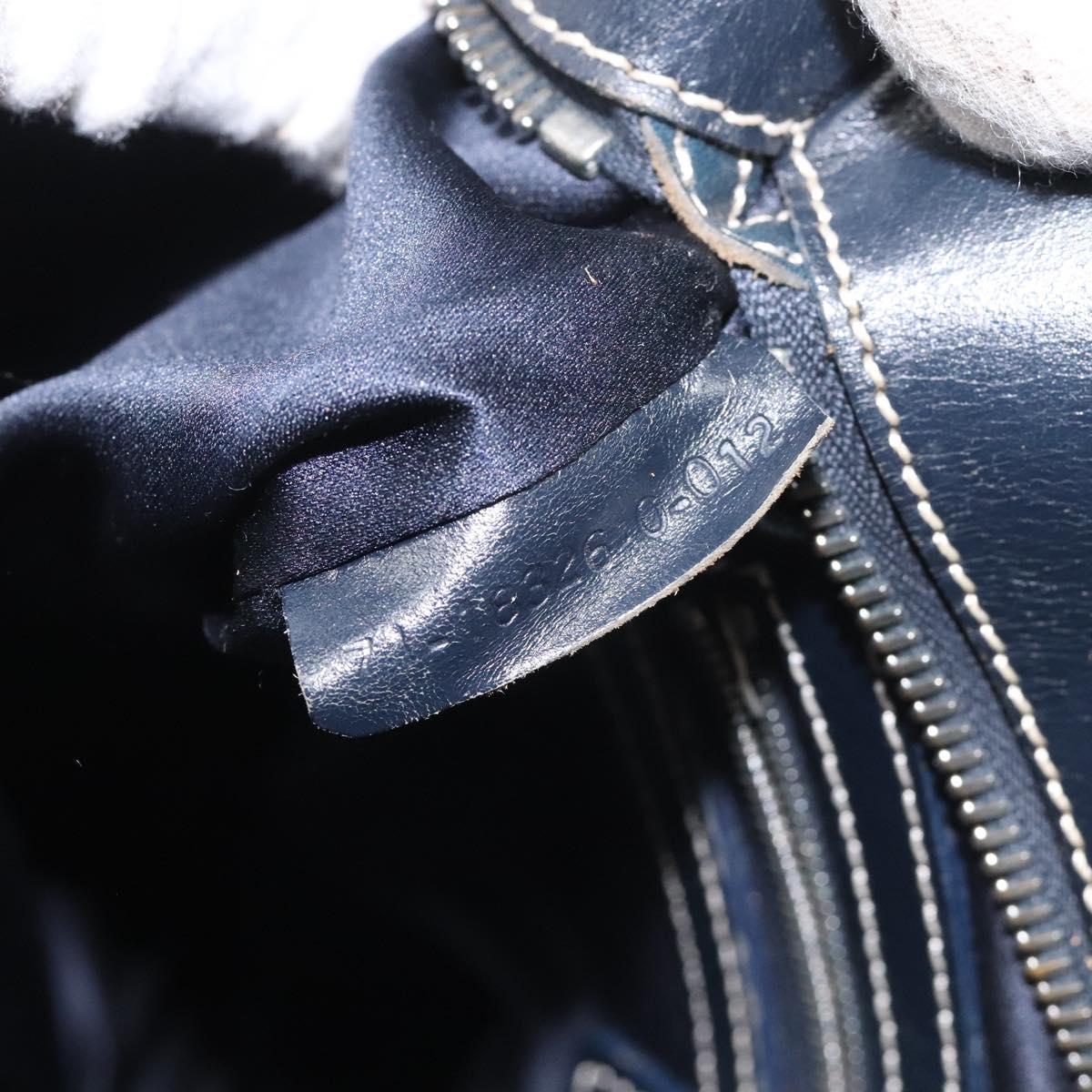 FENDI Zucchino Canvas Hand Bag Navy Silver 115520