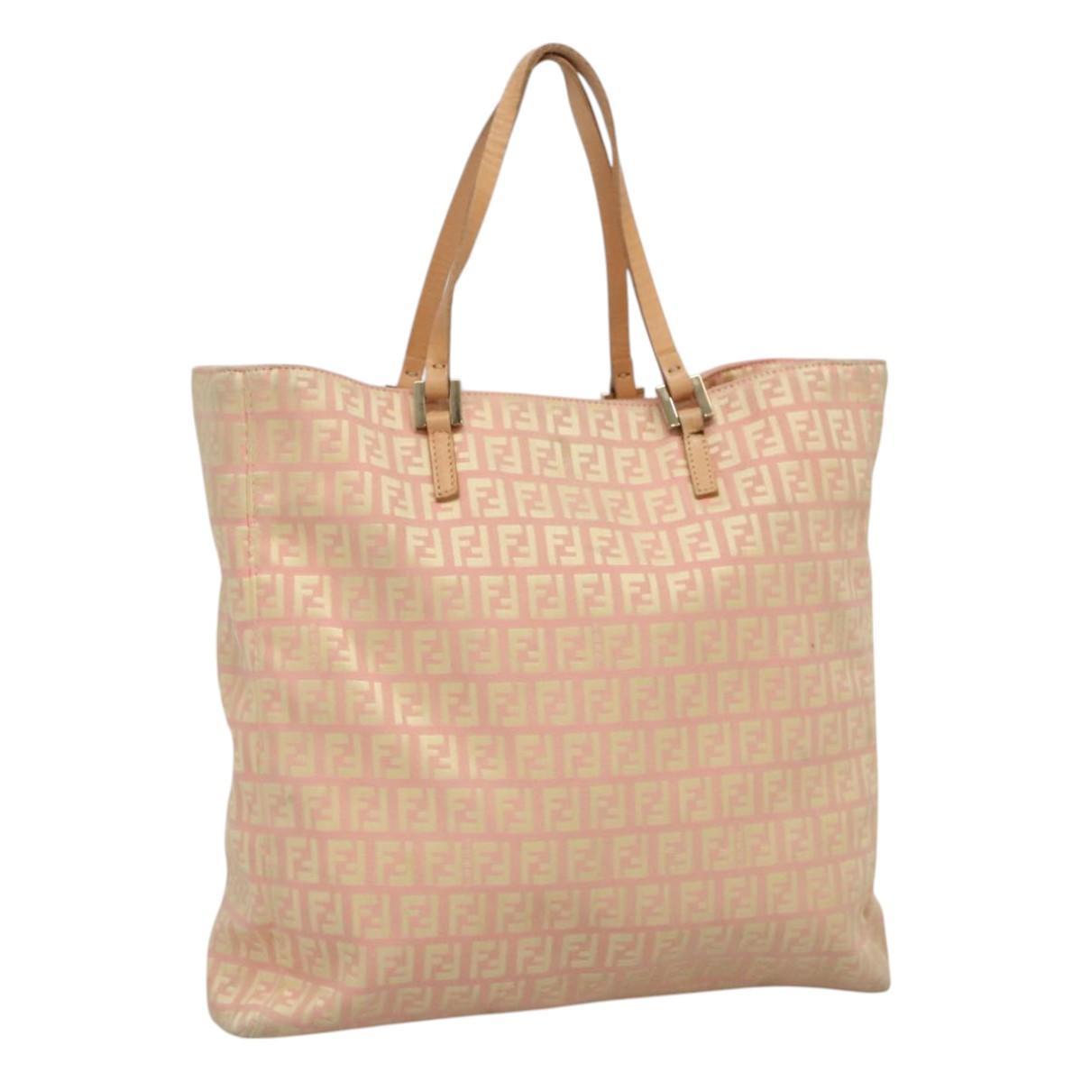 FENDI Zucchino Canvas Tote Bag Pink 115728