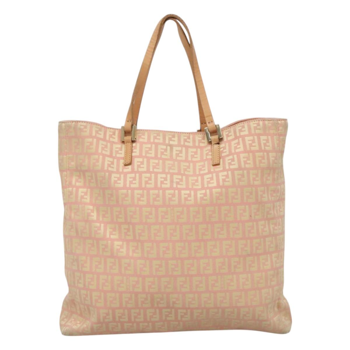 FENDI Zucchino Canvas Tote Bag Pink 115728