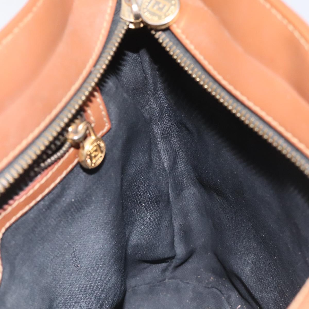 FENDI Pecan Canvas Shoulder Bag Brown Black 115751
