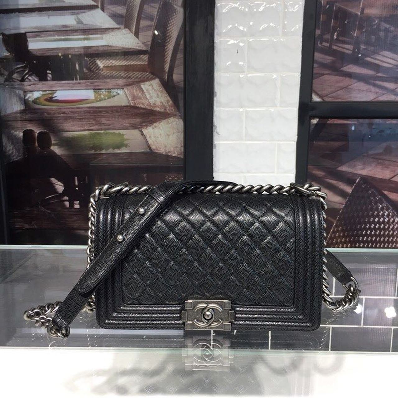 CHL Boy Handbag Silver Hardware Black For Women Handbags, Shoulder And Crossbody Bags 9.8in/25cm A67086