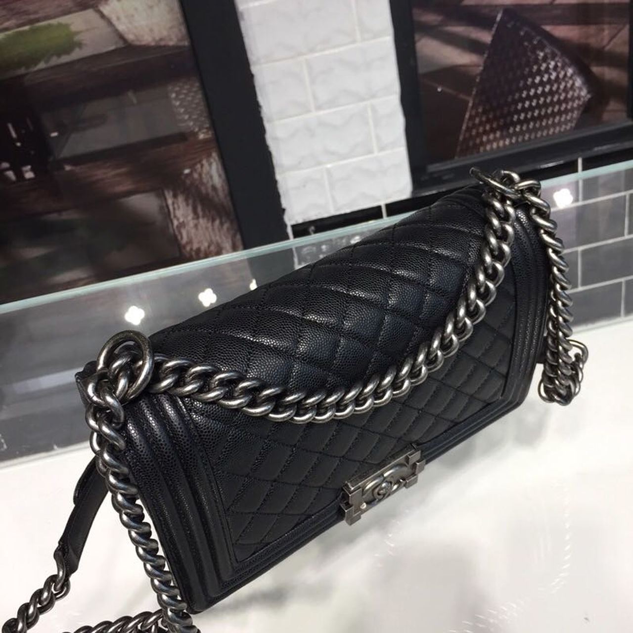 CHL Boy Handbag Silver Hardware Black For Women Handbags, Shoulder And Crossbody Bags 9.8in/25cm A67086