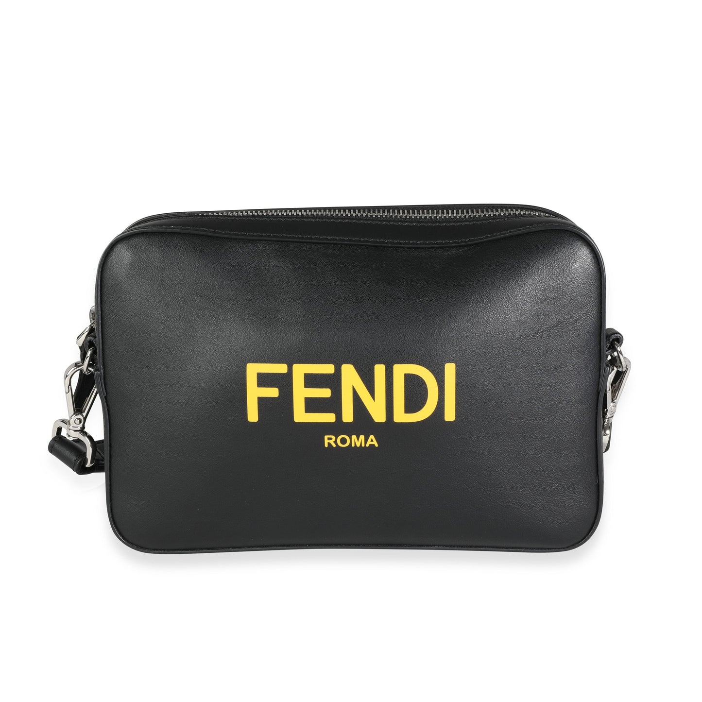 Fendi Black Calfskin & Sunflower Logo Mini Camera Bag
