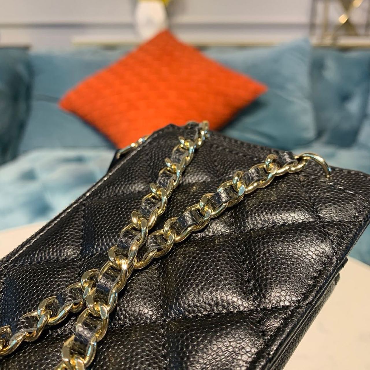 CHL Classic Cluth With Chain Black For Women Wallet 7in/18cm AP0990