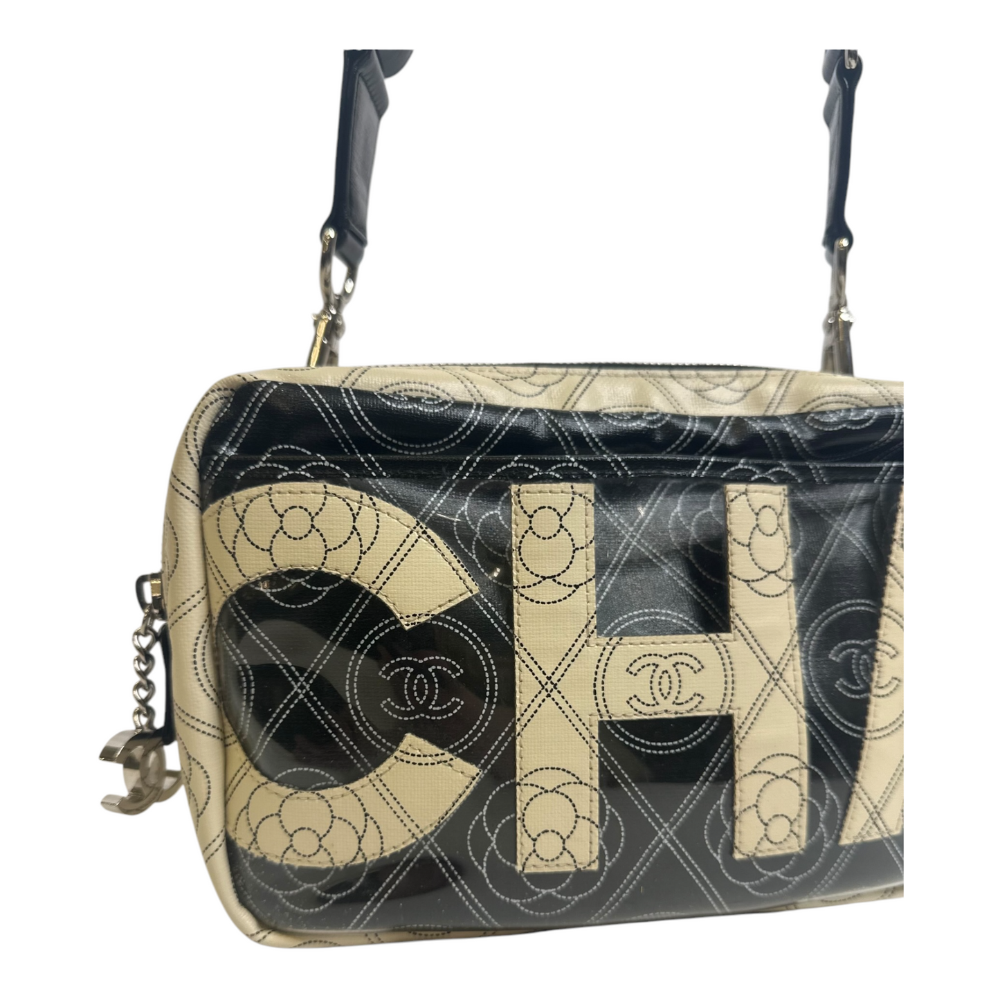 Chanel Coated Canvas Calfskin Camellia Printed Camera Case