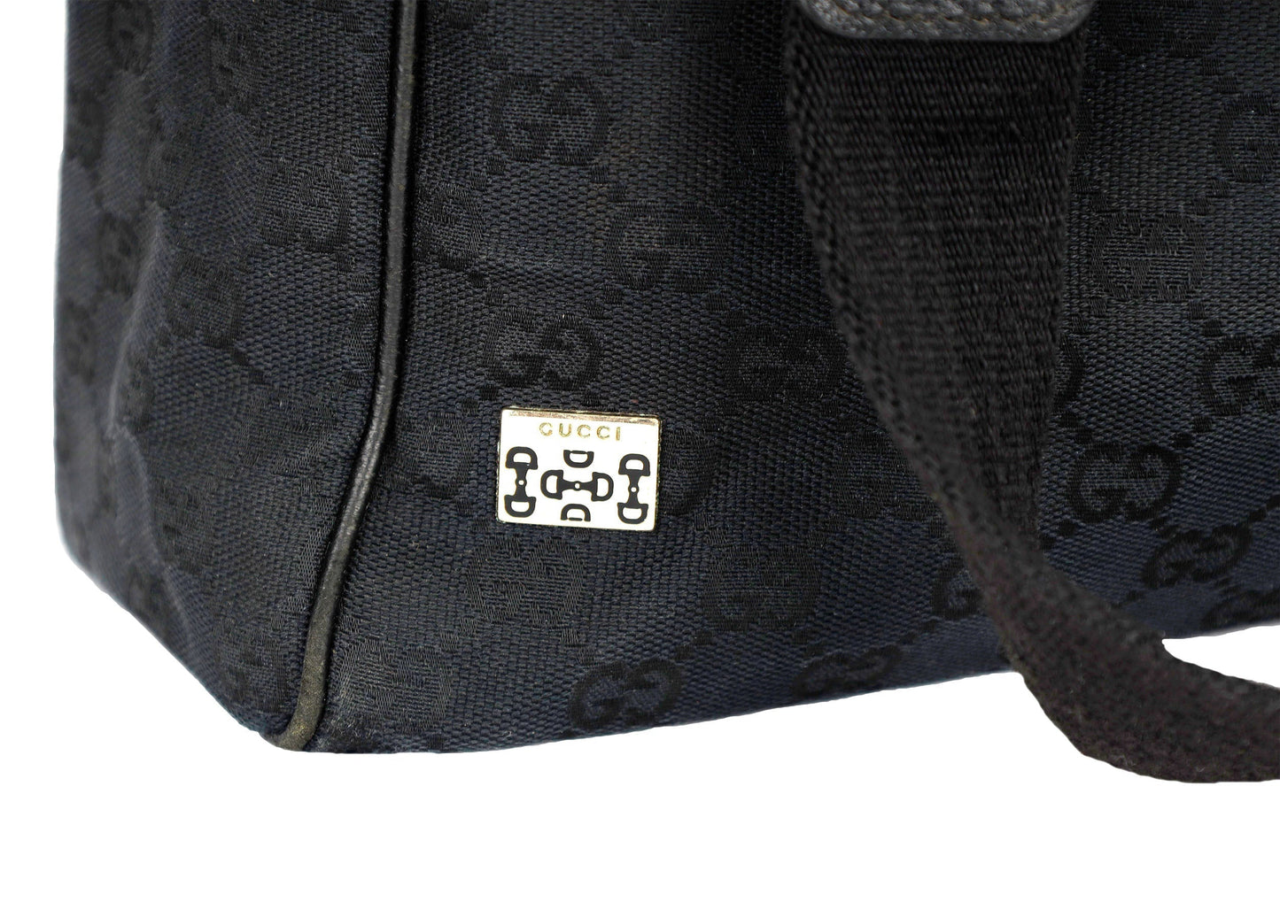 GLM-- Black GG Canvas Tote Bag - '00s