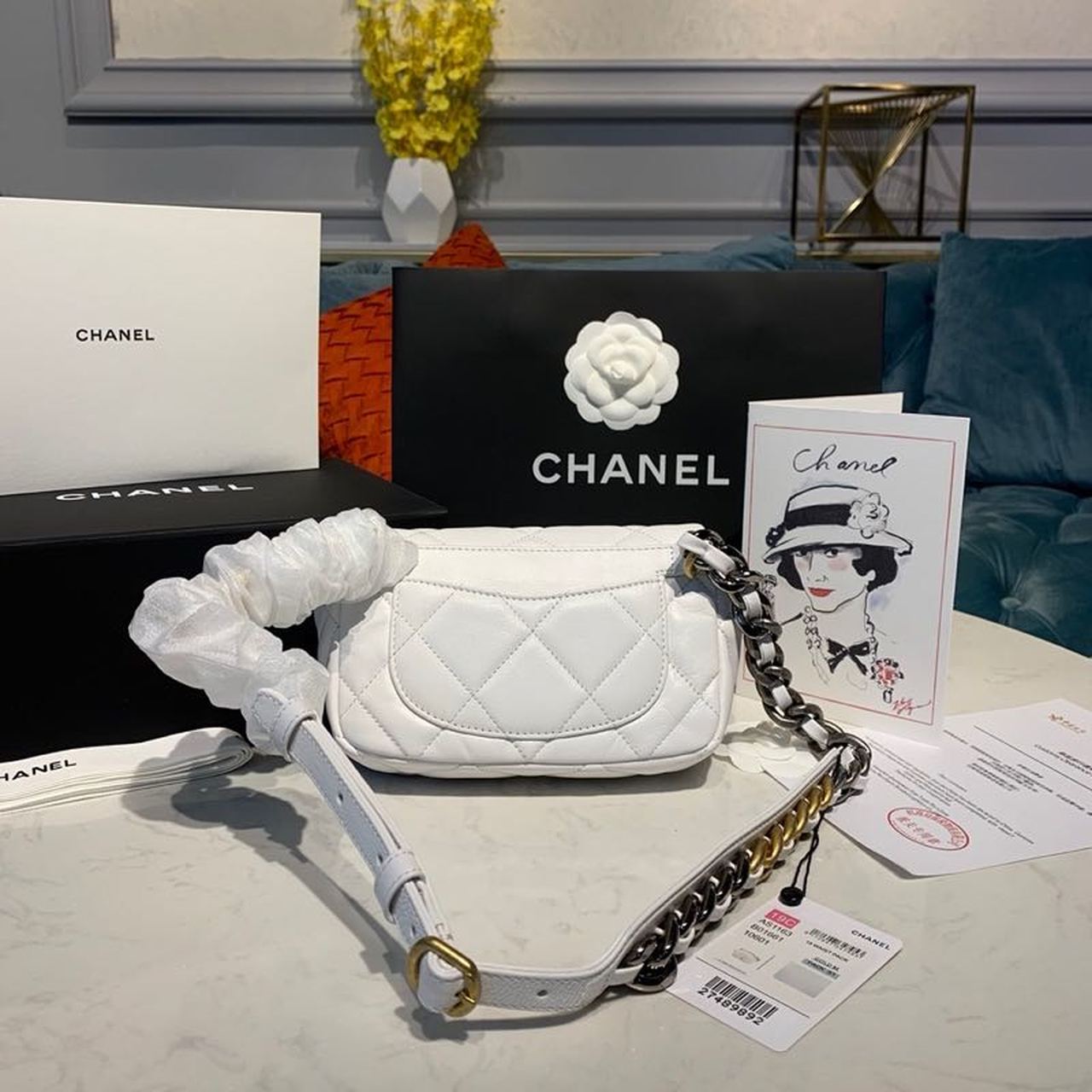 CHL 19 Waist Bag White For Women Bags 7.8in/20cm AS1163