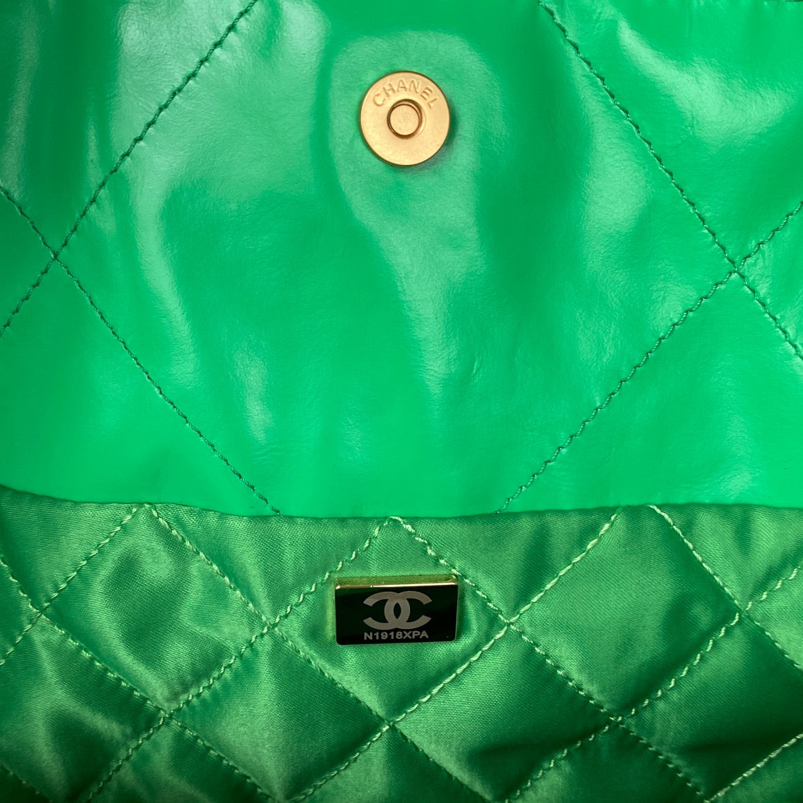 CHL 22 Handbag Gold Hardware Shiny Green For Women Handbags, Shoulder Bags 16.5in/38cm AS3261