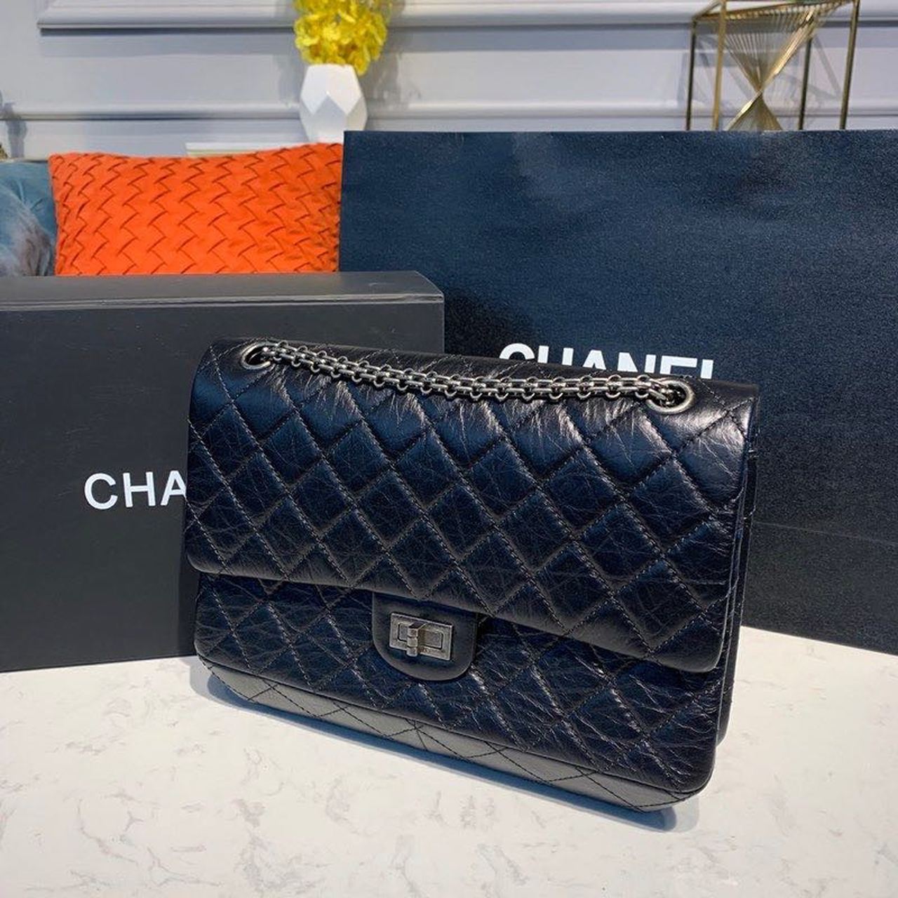 CHL 2.55 Handbag Silver Hardware Black For Women Bags, Shoulder And Crossbody 11in/28cm A37586