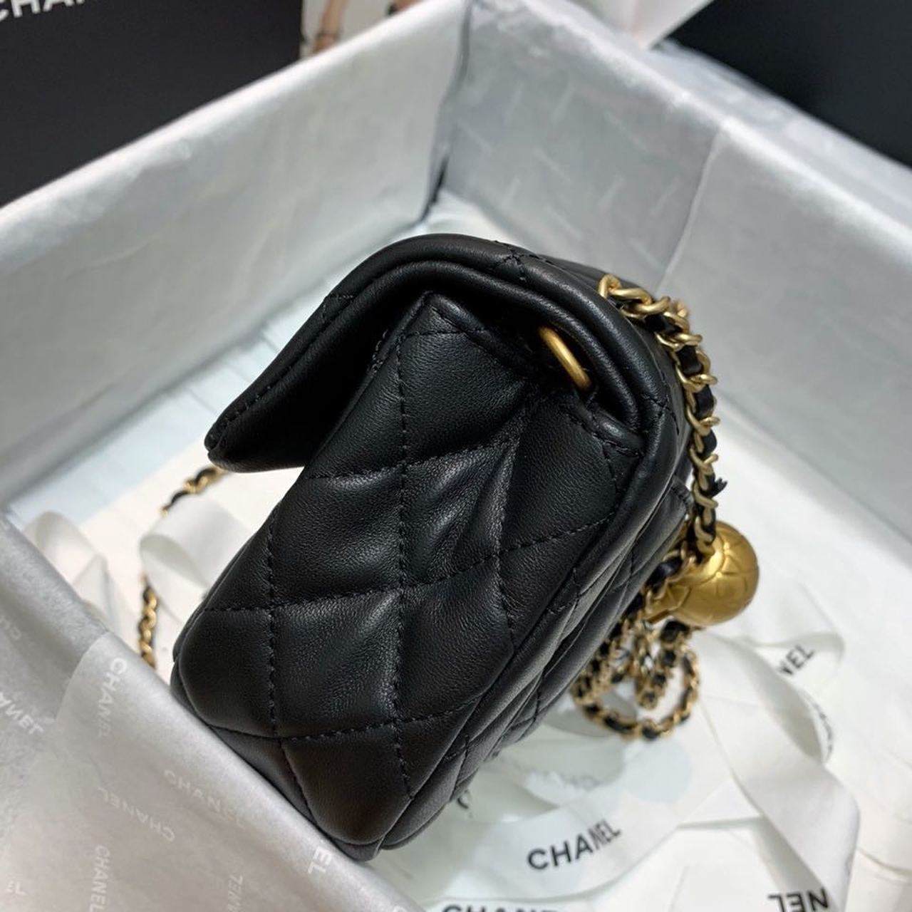 CHLGlamIap Bag With CHLBall On Strap Black For Women Handbags, Shoulder And Crossbody Bags 7.8in/20cm AS1787
