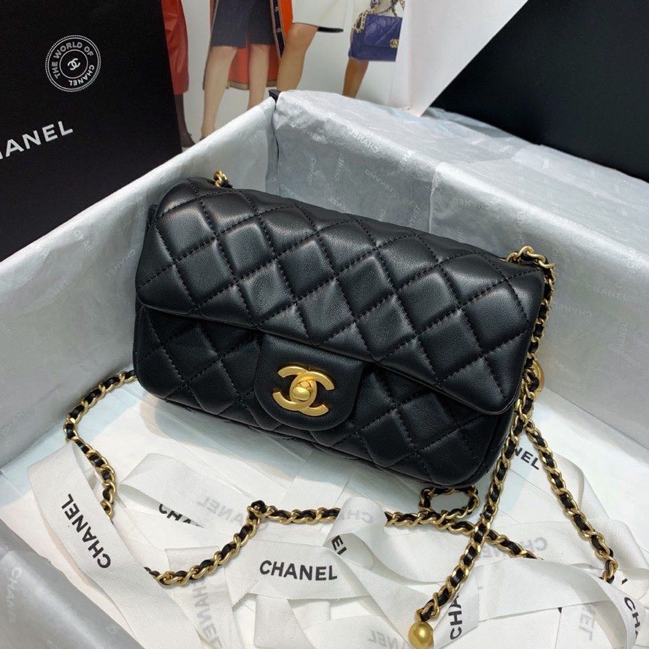 CHLGlamIap Bag With CHLBall On Strap Black For Women Handbags, Shoulder And Crossbody Bags 7.8in/20cm AS1787