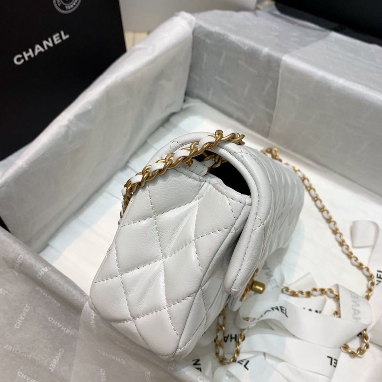 CHLGlamIap Bag With CHLBall On Strap White For Women Handbags, Shoulder And Crossbody Bags 7.8in/20cm AS1787
