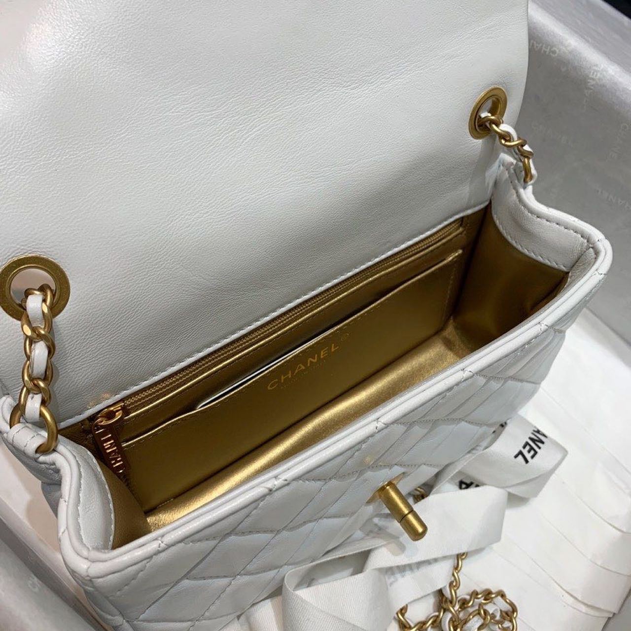 CHLGlamIap Bag With CHLBall On Strap White For Women Handbags, Shoulder And Crossbody Bags 7.8in/20cm AS1787