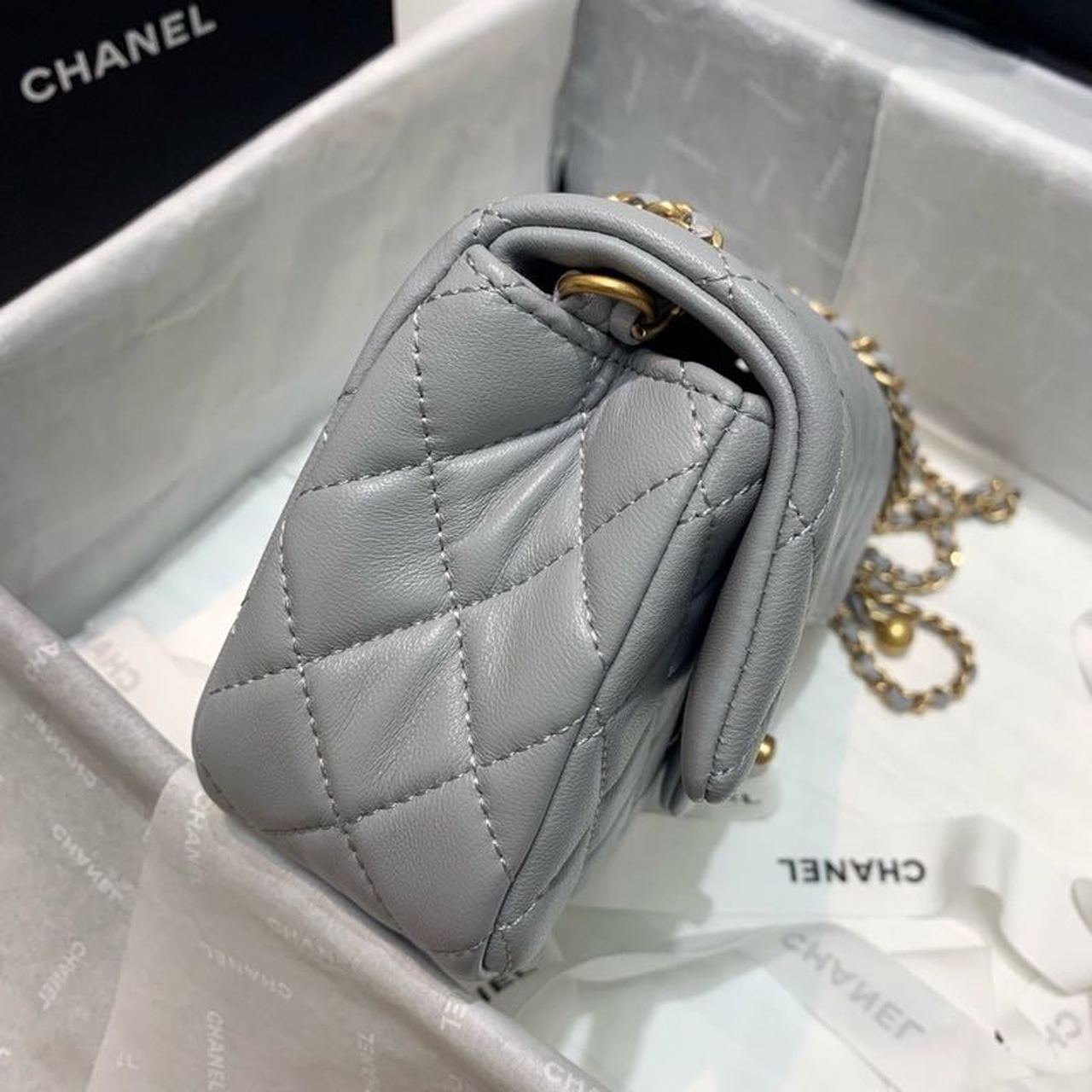 CHLGlamIap Bag With CHLBall On Strap Grey For Women Handbags, Shoulder And Crossbody Bags 7.8in/20cm AS1787
