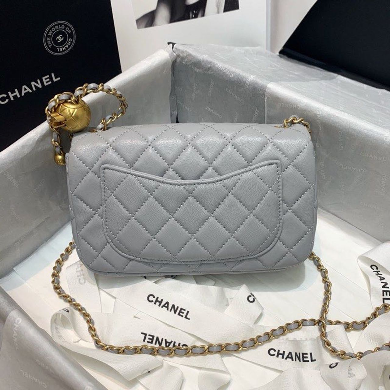 CHLGlamIap Bag With CHLBall On Strap Grey For Women Handbags, Shoulder And Crossbody Bags 7.8in/20cm AS1787