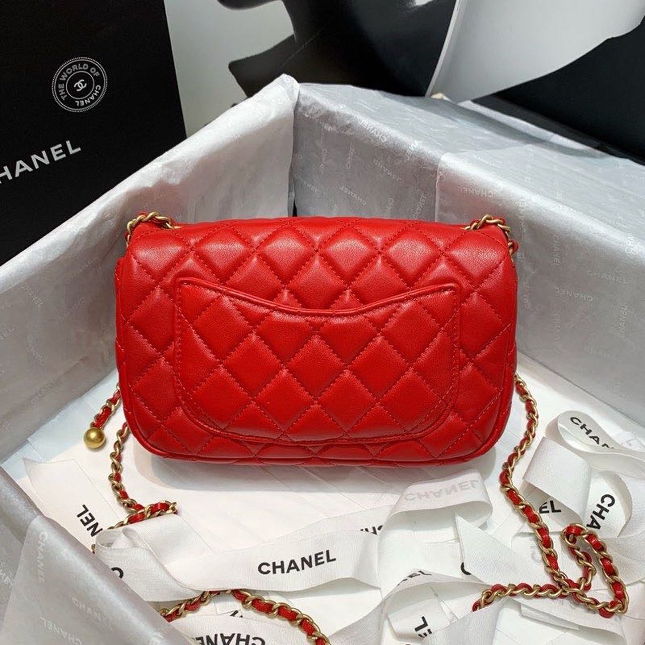 CHLGlamIap Bag With CHLBall On Strap Red For Women Handbags, Shoulder And Crossbody Bags 7.8in/20cm AS1787