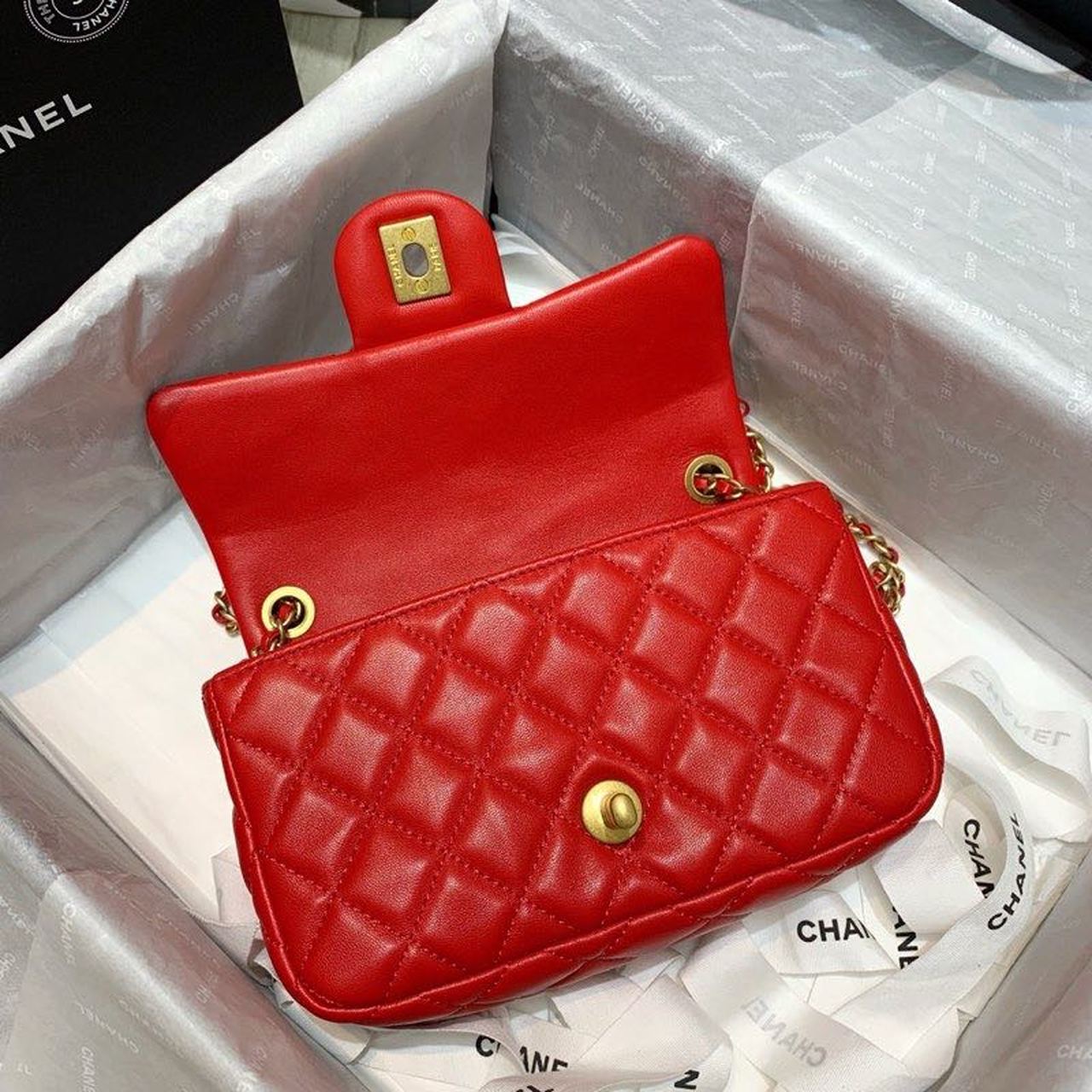CHLGlamIap Bag With CHLBall On Strap Red For Women Handbags, Shoulder And Crossbody Bags 7.8in/20cm AS1787