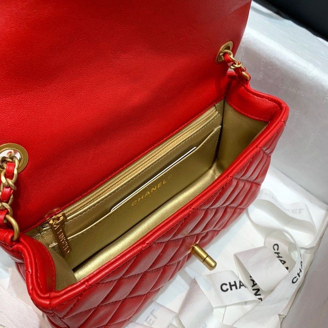 CHLGlamIap Bag With CHLBall On Strap Red For Women Handbags, Shoulder And Crossbody Bags 7.8in/20cm AS1787