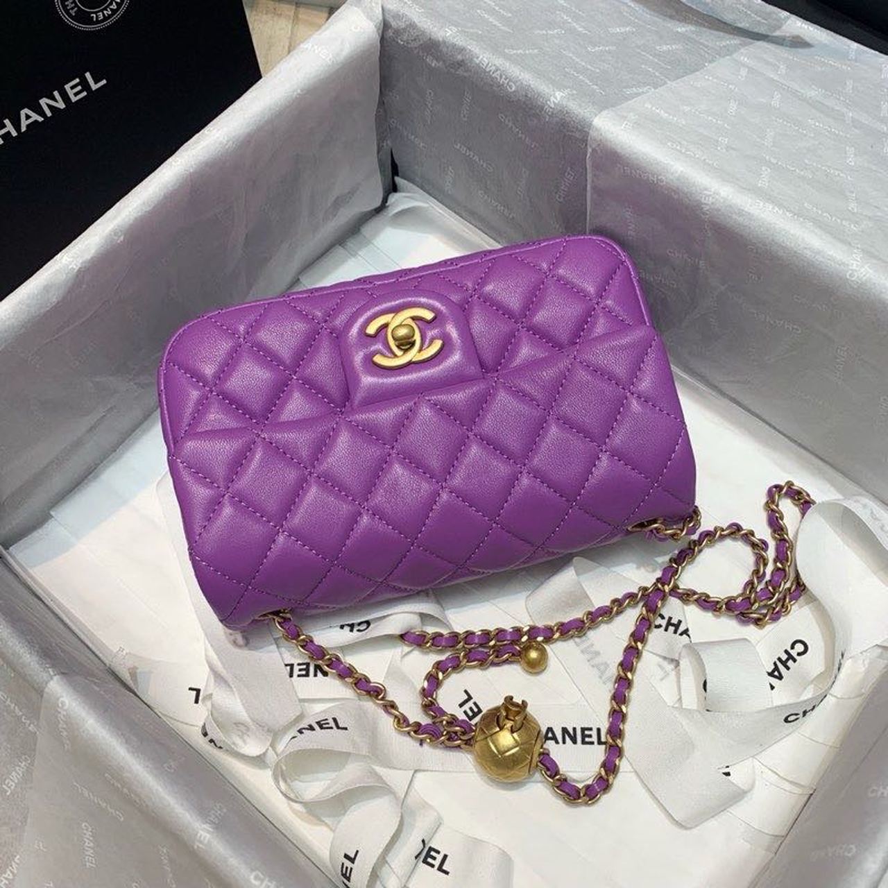 CHLGlamIap Bag With CHLBall On Strap Purple For Women Handbags, Shoulder And Crossbody Bags 7.8in/20cm AS1787