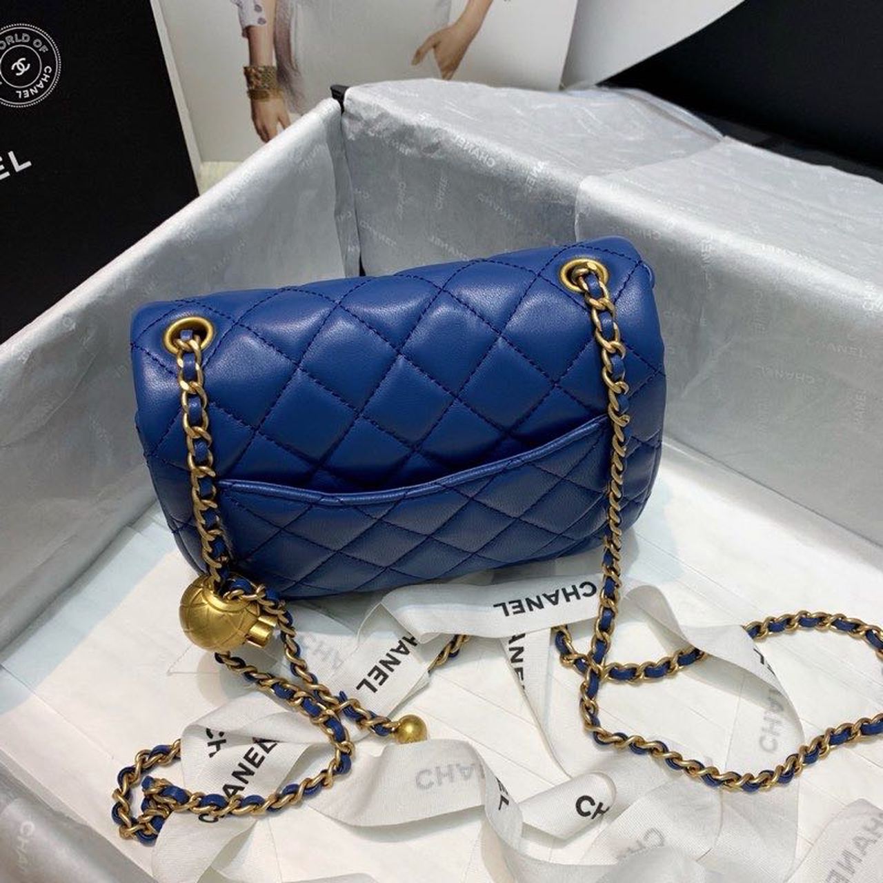CHLMini GlamIap Bag With CHLBall On Strap Blue For Women Handbags, Shoulder And Crossbody Bags 6.7in/17cm AS1786