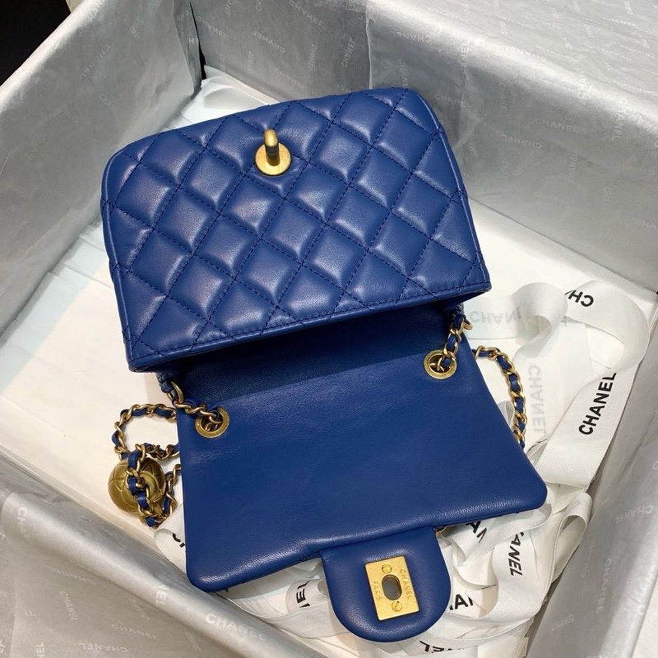 CHLMini GlamIap Bag With CHLBall On Strap Blue For Women Handbags, Shoulder And Crossbody Bags 6.7in/17cm AS1786