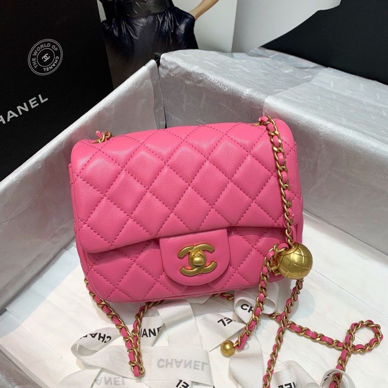CHLMini GlamIap Bag With CHLBall On Strap PiNike For Women Handbags, Shoulder And Crossbody Bags 6.7in/17cm AS1786