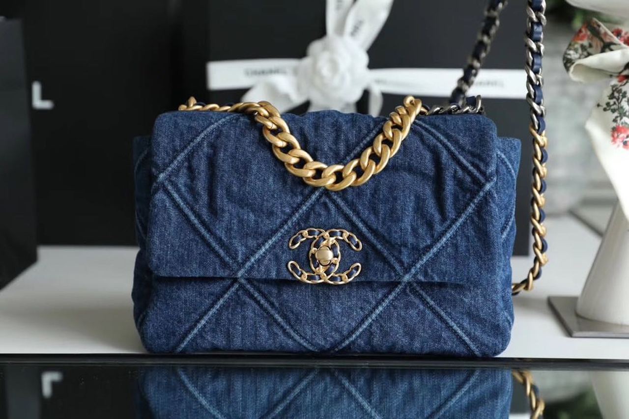CHL 19 Handbag Denim Blue For Women GlamIap Bag, Shoulder And Crossbody Bags 10.1in/26cm AS1160 B02876 N6832