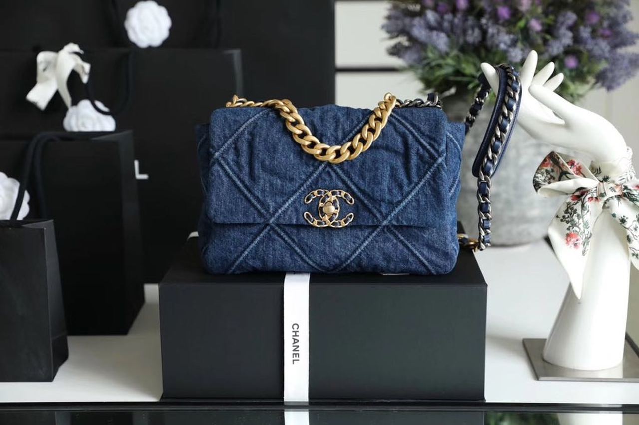 CHL 19 Handbag Denim Blue For Women GlamIap Bag, Shoulder And Crossbody Bags 10.1in/26cm AS1160 B02876 N6832