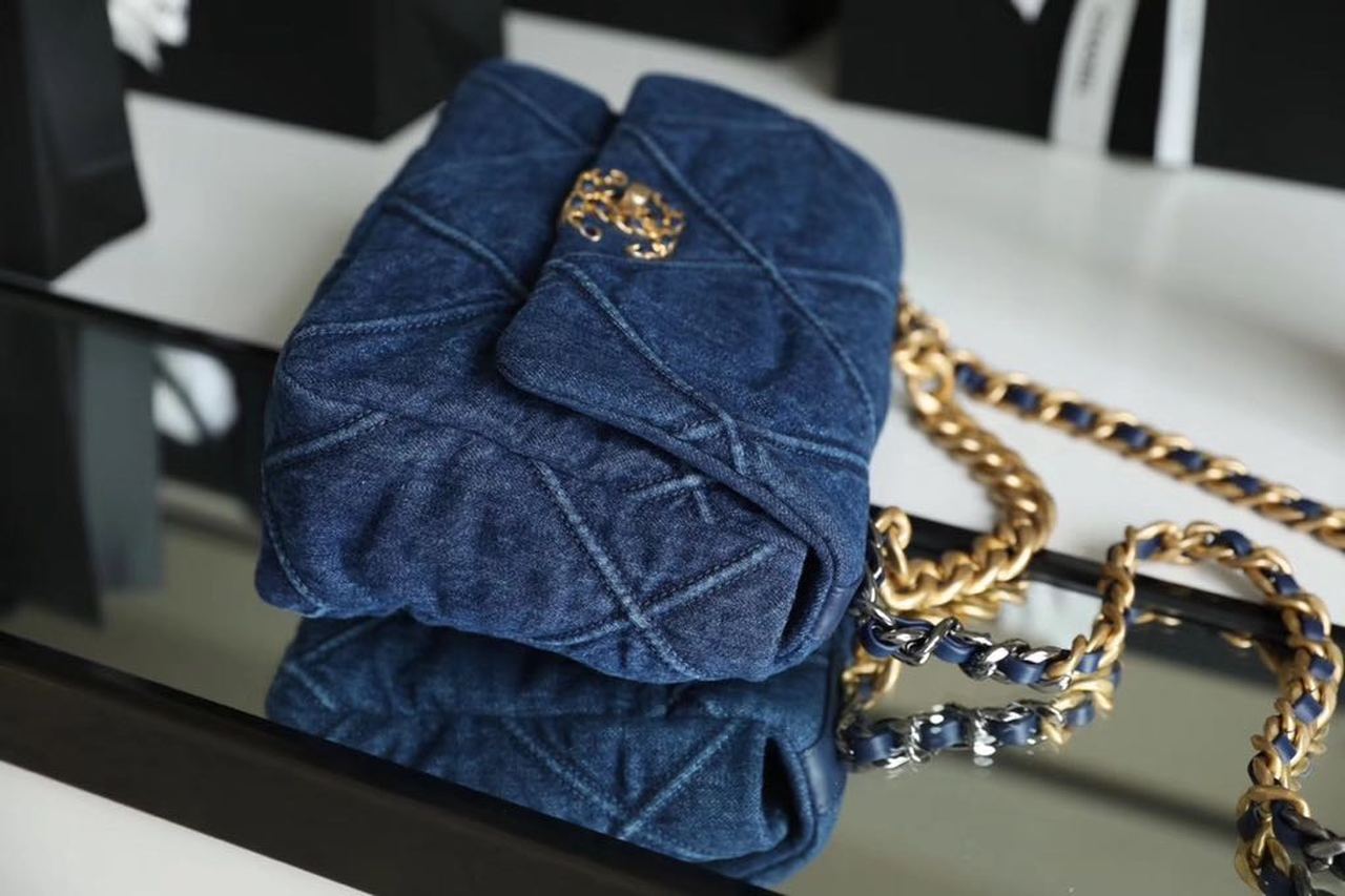 CHL 19 Handbag Denim Blue For Women GlamIap Bag, Shoulder And Crossbody Bags 10.1in/26cm AS1160 B02876 N6832
