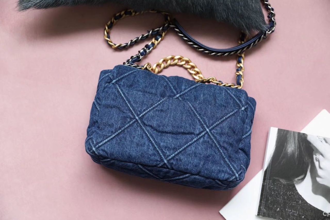 CHL 19 Handbag Denim Blue For Women GlamIap Bag, Shoulder And Crossbody Bags 10.1in/26cm AS1160 B02876 N6832