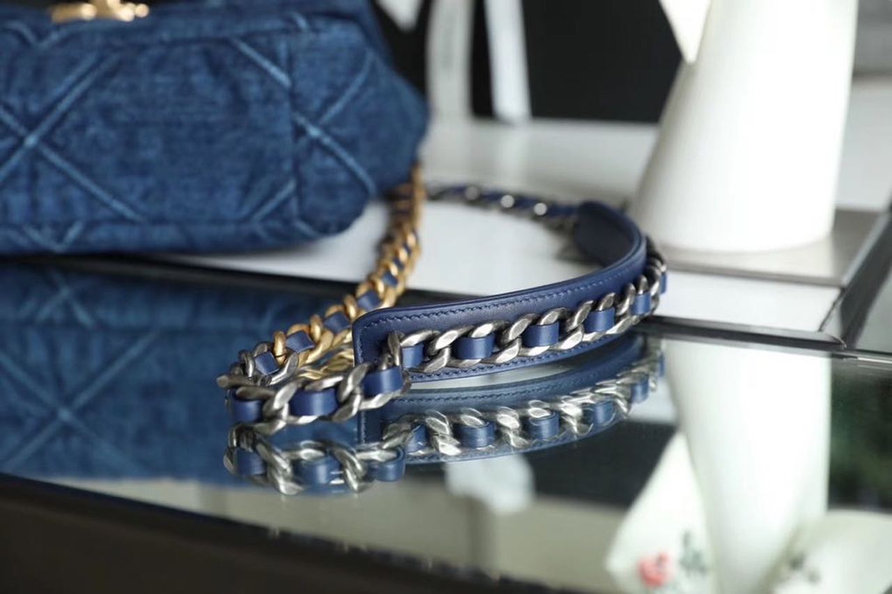CHL 19 Handbag Denim Blue For Women GlamIap Bag, Shoulder And Crossbody Bags 10.1in/26cm AS1160 B02876 N6832