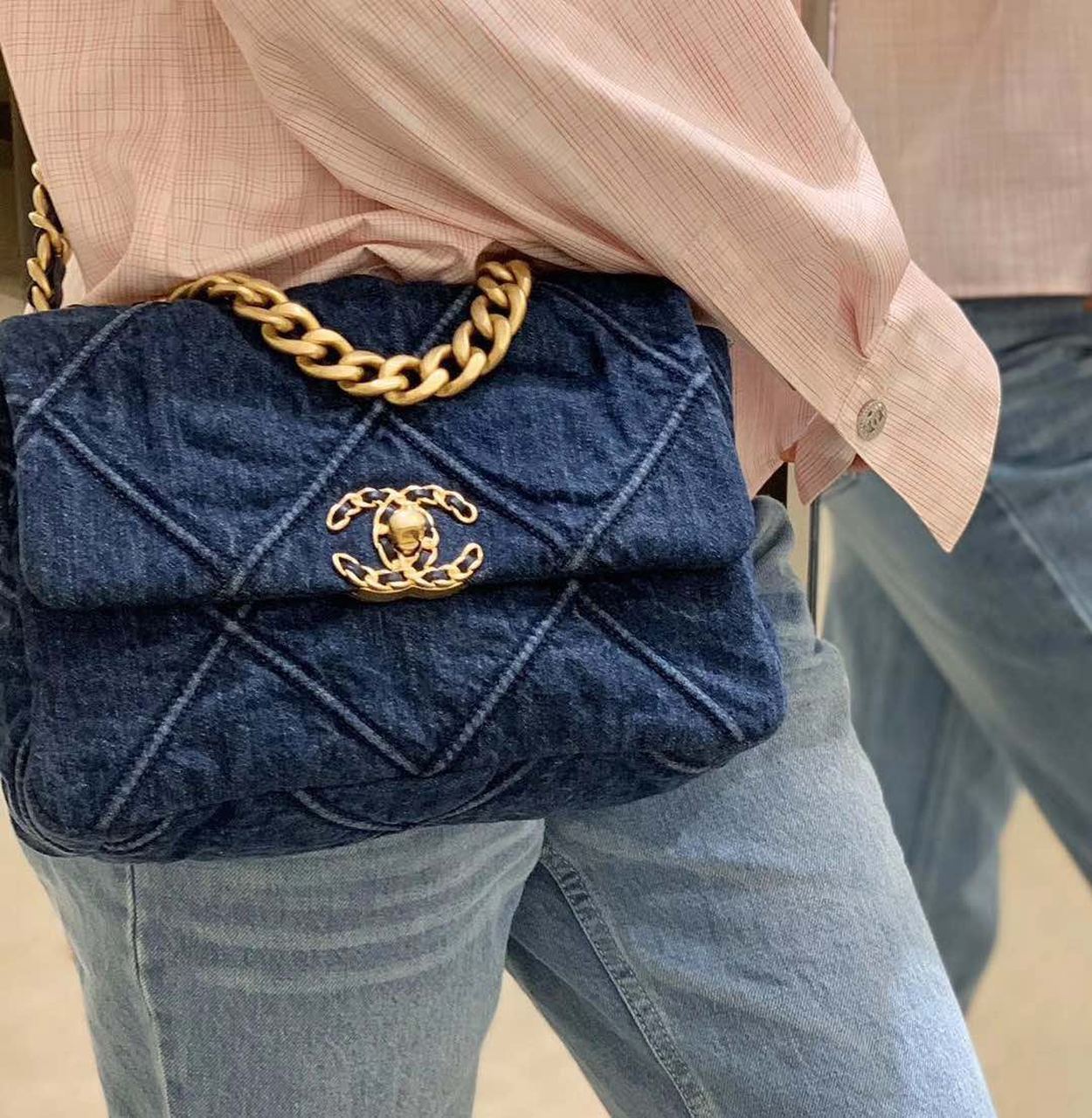 CHL 19 Handbag Denim Blue For Women GlamIap Bag, Shoulder And Crossbody Bags 10.1in/26cm AS1160 B02876 N6832