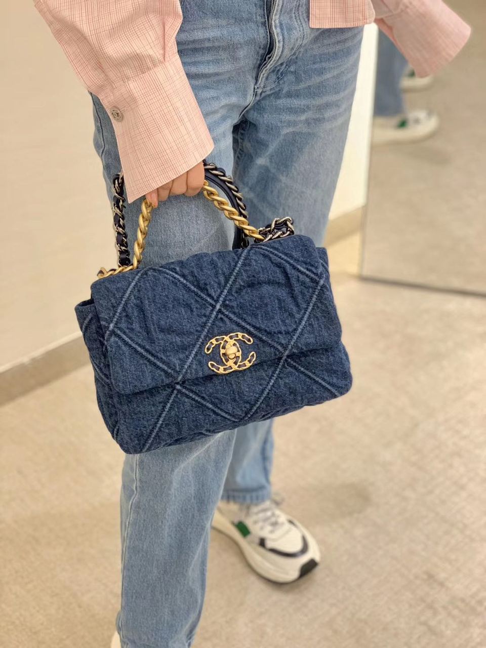 CHL 19 Handbag Denim Blue For Women GlamIap Bag, Shoulder And Crossbody Bags 10.1in/26cm AS1160 B02876 N6832