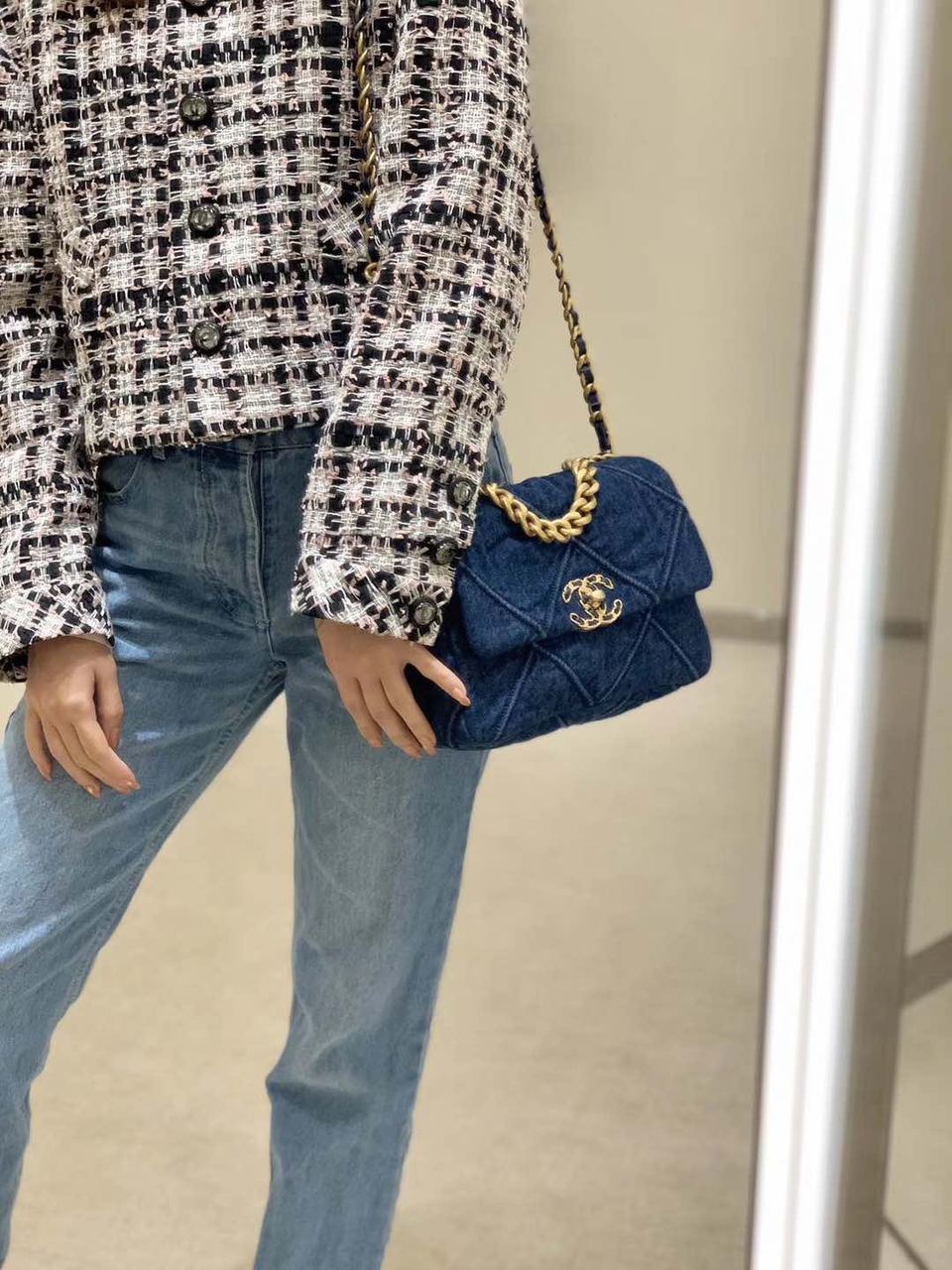 CHL 19 Handbag Denim Blue For Women GlamIap Bag, Shoulder And Crossbody Bags 10.1in/26cm AS1160 B02876 N6832