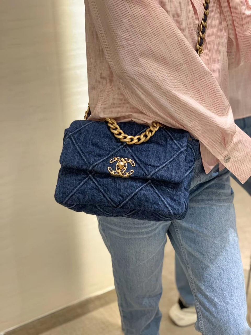 CHL 19 Handbag Denim Blue For Women GlamIap Bag, Shoulder And Crossbody Bags 10.1in/26cm AS1160 B02876 N6832